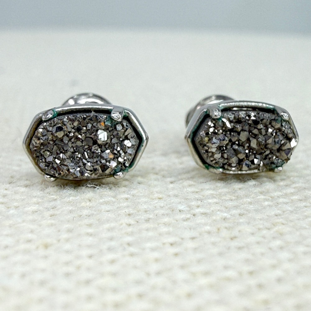 Kendra Scott Grayson Platinum Drusy Stud Earrings